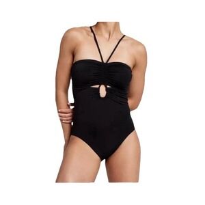 Calia Black Shirred Cutout One Piece Pure Black, 14